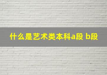 什么是艺术类本科a段 b段